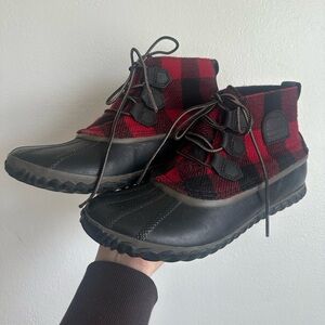 Sorel Women's Black & Red Plaid Duck Boots
